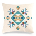 Leinen-Kissenbezug mit geometrischem Stammesmuster in Blau und Rosa auf beigem Stoff - Königsblau Rosa Braun Geometrischer Stil (3)