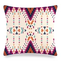Leinen-Kissenbezug mit geometrischen Boho-Mustern auf sauberem weißem Hintergrund - Hell Boho Orange Rosa Cyan Stil (4)