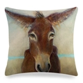 Funda de cojín de lino con diseño de pintura al óleo de burro para sofá - Burro Marrón Realista (6)