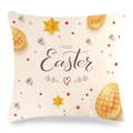 Federa in lino a tema Pasqua con scritta Happy Easter e motivi di uova colorate e cuori - Stile Decorazione Perla Uovo Cuore Dipinto a Mano (11)