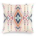 Housse de coussin en lin avec motifs ethniques géométriques et losanges colorés - Style Géométrique Marine Orange Pêche (6)