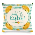 Linen Easter pillow cover featuring yellow dandelions and happy Easter message - Style 16