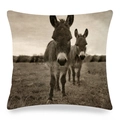 Funda de cojín cuadrada de lino con estampado artístico de burro en sepia - Burro de Fotografía Sepia Vintage (11)