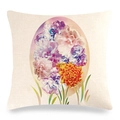 Fodera per cuscino pasquale in lino con stampe floreali viola e gialle su tessuto crema - Stile Grappolo Floreale Rosa Viola Giallo (15)