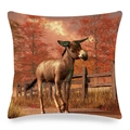Funda de cojín de lino con lindo burro y paisaje otoñal para decoración de sofá - Burro Pastoral de Otoño Tardío (13)