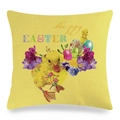 Close-up of Easter linen pillowcase featuring yellow ducks and Happy Easter text - Yellow Ducks with Eggs Style (13)