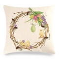 Easter linen pillowcase with rabbit wreath and tulips design for sofa decoration - Style 19