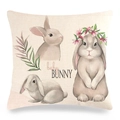 Paas-linnen kussensloop met aquarel konijntjes en bloemenkrans voor bankdecoratie - Slinger Konijn baby BUNNY Stijl (款式-3)