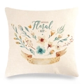 Linen Easter pillowcase featuring watercolor floral bunny design on beige fabric - Style 20
