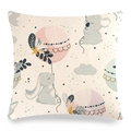 Easter linen pillowcase with cute bunny, koala and colorful balloon floral illustrations - Cartoon Koala Rabbit Style (Style-3)