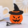 Molletta di Halloween con zucca di feltro e cappello da strega glitterato per bimbi - Zucca con cappello nero / 7.5*6cm