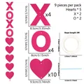 DIY pink felt XOXO heart garland decoration set with 3m string and needles - Rose Red XOXO Heart Style / 9 Pieces Pack / Rose Red