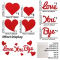 Kit stickers muraux de Saint-Valentin en feutre rouge avec cœurs et lettres LOVE - Lettres Love You Bye avec Cœurs / Lot de 9 pièces