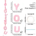 Pink I LOVE YOU heart banner set with 3m string and needles for wedding party decor - Pink I Love You Style / 10 Pieces / Pink