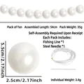 Detail showing 5.5cm pearlescent white plastic beads set with needles and fishing line - White - S