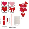 Set de 14 décorations cœurs en feutre DIY rouge et rose pour fête de la Saint-Valentin - Cœur Ballon / 14 Pièces