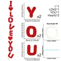 Red felt I LOVE YOU banner set with heart pendants and 3-meter string for Valentine decor - Red I Love You Style / 10 Pieces / Red