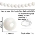 Detail of 8cm large decorative pearls set with fishing line and steel needle for DIY - White - L