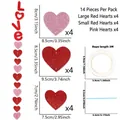 Décoration Saint-Valentin avec 14 lettres LOVE rouges et pendentifs cœur pour fête - Style Love Cœur