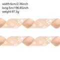 Natural jute Christmas ribbon with white snowflake patterns in a 6cm width roll - 5m (Width 6.3cm) / Original Color
