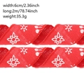 Red Christmas burlap ribbon with white snowflake patterns, 6cm wide for holiday wrapping - 2 Meters (6.3cm Width) / Red