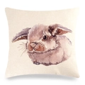 Easter rabbit watercolor print linen pillowcase in beige with purple bunny art - Watercolor Purple Rabbit Head Style (14)