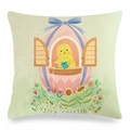 Detailed fabric texture of a green Easter pillowcase with chick and egg illustration - Light Green Window Egg Chick Style (15)