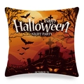 Linen Halloween pillow cover featuring orange pumpkin gradient and spooky night party design - Orange Black Gradient Halloween Greeting Style (ym-2)