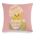 Pink linen Easter pillow case with cute chick hatching from egg and Happy Easter text - Pink Hatching Chick Style (5)