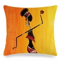 African woman abstract art linen pillowcase with vibrant orange and yellow gradient tones - Orange Red Gradient Abstract Figure Style (2) / 45x45cm / Orange Red