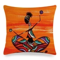 African style pillow cover with abstract oil painting figure on orange background - Brushstroke Textured Orange Abstract Figure Style (6)