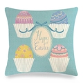 Easter rabbit linen cushion cover with colorful painted eggs and Happy Easter print - White Paper Holder Egg Style (8)