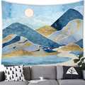 Modern abstract mountain landscape tapestry hung above a sofa for home wall decor - 100x70cm / Peach Skin / Style 6