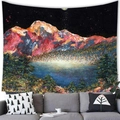 Detailed close-up of mountain landscape tapestry with high-quality edge stitching finish - 100x70cm / Peach Skin / Style 9