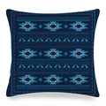 Detail of geometric reindeer pattern on navy linen pillowcase with Nordic holiday theme - Dark Blue Nordic Reindeer Geometric Style (11)