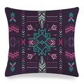 Kissenbezug aus Leinen in Lila mit abstrakten geometrischen Ethno-Mustern für Sofas - Dunkelvioletter Symmetrischer Ethno-Geometrischer Stil (4)