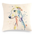 Handgemalter Aquarell-Hunde-Leinenkissenbezug für Sofa und Heimdekoration - Windhund Stil (2) / 45x45cm