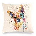 Künstlerischer Aquarell-Chihuahua-Leinen-Kissenbezug für Sofa-Deko auf weißem Hintergrund - Chihuahua Stil (4) / 45x45cm