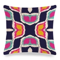 Close-up of geometric ethnic pattern print on textured linen cushion cover fabric - 18x18 Inch / Painted Ethnic Print (16)