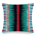 Detailed texture of linen cushion cover featuring geometric ethnic tie-dye patterns - 18x18 Inch / Dark Red Black Ethnic Tie-dye (14)