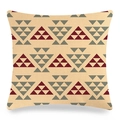 Detailed view of linen cushion cover with burgundy and grey geometric triangle patterns - 18x18 Inch / Wine Red Geometric Triangle (13)