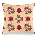 Detailed macro view of woven linen fabric with ethnic geometric diamond patterns - 18x18 Inch / Southwest Red Grey Sawtooth (10)