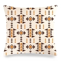 Macro detail of geometric tribal pattern on textured linen cotton pillow cover - 18x18 Inch / Ethnic Orange Brown Diamond (9)
