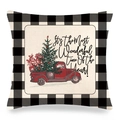 Federa natalizia a quadri con motivo di camion rosso e albero di Natale - Camion Rosso wonderful time (3)