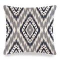 Abstracte geometrische ikat linnen kussenhoes in marineblauw en grijs - 45x45 cm / Donkerblauw Grijs Geometrisch (1)