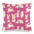 Federa in lino magenta con simpatici coniglietti bianchi e pois colorati vivaci - Stile Coniglio Bianco Cartone Animato Rosso Rosa (Stile-14)