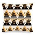 Linen cushion cover featuring black and gold geometric triangles in a boho pattern - 18x18 Inch / Black Gold Geometric Triangle (5)