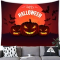 Halloween wandkleed met lichtgevende pompoenen en rode maan in een gezellige woonkamer - Peach Skin 100x70 / Pompoen Maan (Stijl 1)