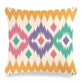 Linen cushion cover featuring bohemian yellow and pink ikat geometric patterns - 18x18 Inch / Colorful Ikat Geometric (6)