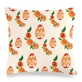 Federa in lino con uova di Pasqua e fiori arancioni con motivi geometrici - Stile Rosa Uovo Geometrico (Stile-16)